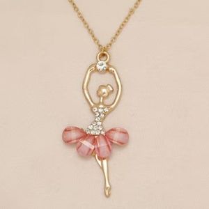 Cute Pink Ballet Skirt Girls Necklace Fashion Exquisite Pendant Birthday Gift